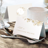 Elegante gouden botanische krans monogram placemat kaart