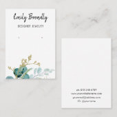 Elegante gouden botanische sieraden oorbel display visitekaartje (Voorkant / Achterkant)