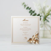 Elegante gouden botanische trouw  menu (Staand voorkant)