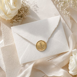 Elegante gouden botanische waszegelsticker ronde sticker