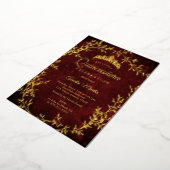 Elegante gouden Bourgogne Blad Krans Quinceanera Folie Uitnodiging (Gedraaid)