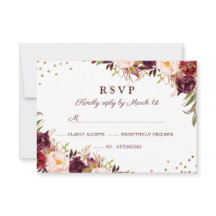Elegante Gouden Bourgondië Bloemrijke RSVP