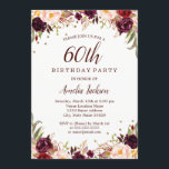 Elegante gouden Bourgondische Bloemen 60ste Verjaa Kaart<br><div class="desc">griepvaccinaties in de Little Bayleigh Store.</div>