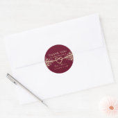 Elegante gouden Bourgondische bruiloft gunst Stick Ronde Sticker (Envelop)