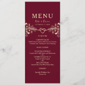 Elegante gouden Bourgondische bruiloft menu Kaart (Voorkant)