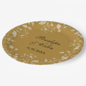 Elegante  gouden bruid bruidegom namen bruiloft papieren bordje (Gekanteld)