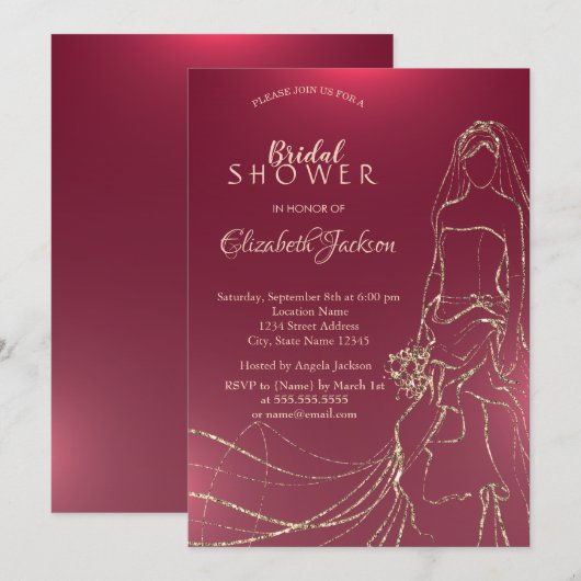 Elegante Gouden Bruid, Bruiloftsshower Kaart (Voorkant / Achterkant)