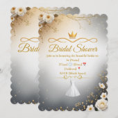 Elegante gouden bruidsdouche uitnodiging (Voorkant / Achterkant)