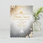 Elegante gouden bruidsdouche uitnodiging (Staand voorkant)