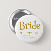Elegante gouden bruidsnaam vrijgezellenfeest badge ronde button 5,7 cm (Voorkant /achterkant)