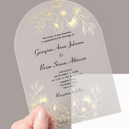 Elegante Gouden Bruiloft Acryl Uitnodigingen