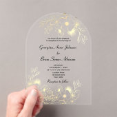 Elegante Gouden Bruiloft Acryl Uitnodigingen (Insitu (Draagbaar))