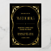 Elegante gouden bruiloft Art Nouveau Folie Uitnodiging (Voorkant)