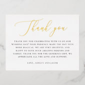 Elegante gouden bruiloft bedankt | minimalistisch  folie feestdagen briefkaart (Voorkant)