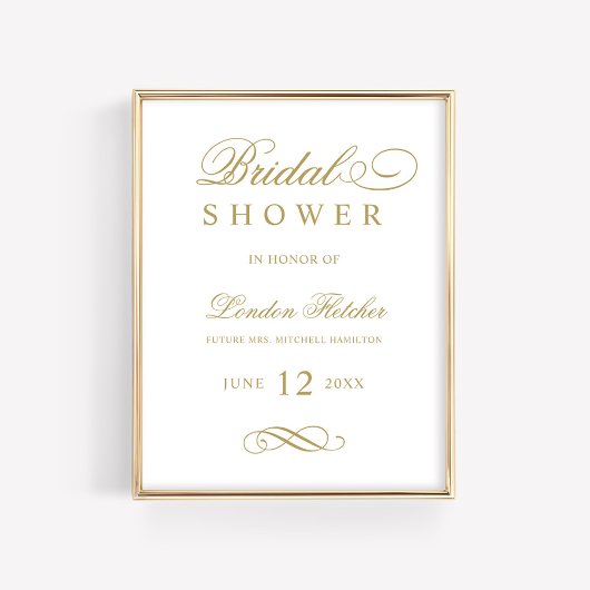 Elegante Gouden Bruiloft Bruidsfeest Welkom Poster