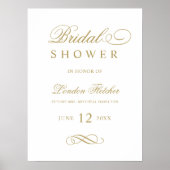 Elegante Gouden Bruiloft Bruidsfeest Welkom Poster (Voorkant)