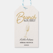 Elegante Gouden Bruiloft Brunch & Bubbels Bruidsfe Cadeaulabel (Achterkant)