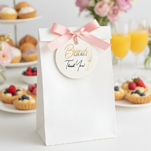 Elegante Gouden Bruiloft Brunch & Mousserende Wijn Bedankjes Labels