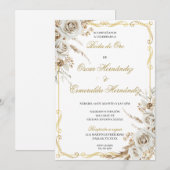 Elegante gouden bruiloft editabel kaart (Voorkant / Achterkant)