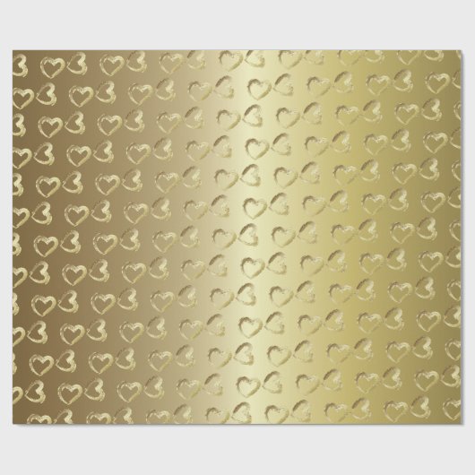 Elegante gouden bruiloft harten cadeaupapier (Vlak)