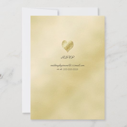 Elegante gouden bruiloft harten kaart (Achterkant)