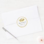 Elegante gouden bruiloft harten ronde sticker (Envelop)