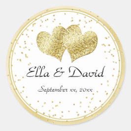 Elegante gouden bruiloft harten ronde sticker