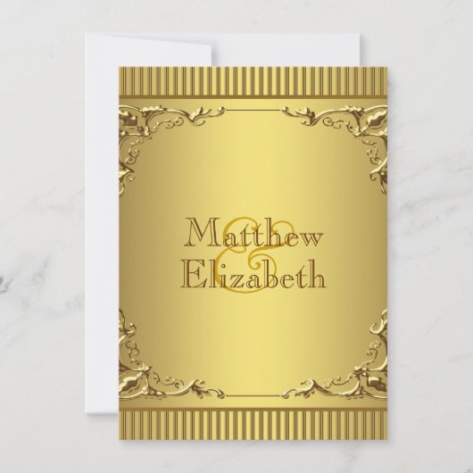 Elegante Gouden Bruiloft Kaart (Voorkant)