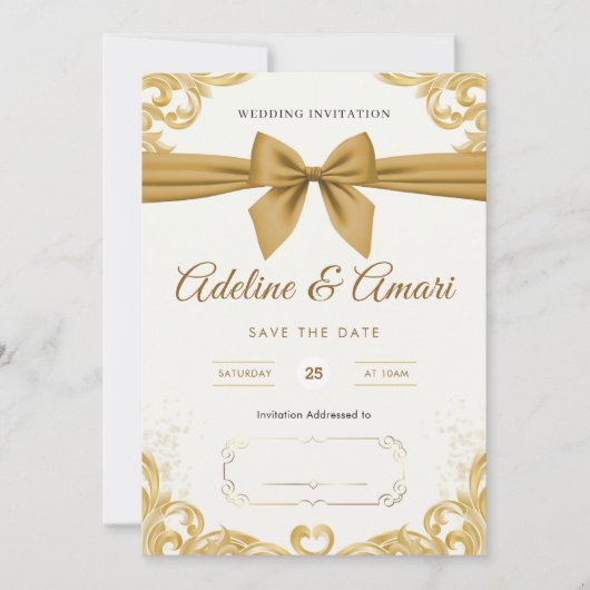 Elegante gouden bruiloft Kaart (Voorkant)