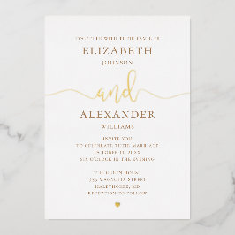 Elegante gouden bruiloft. Klassieke schrijfcalligr Folie Uitnodiging