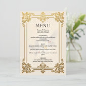 Elegante gouden bruiloft Menu Kaart Luxe Receptie (Staand voorkant)