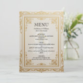 Elegante gouden bruiloft Menu Kaart Luxe Receptie (Staand voorkant)