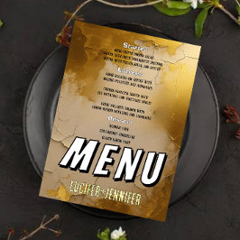 Elegante gouden bruiloft menu Kaart met paar foto