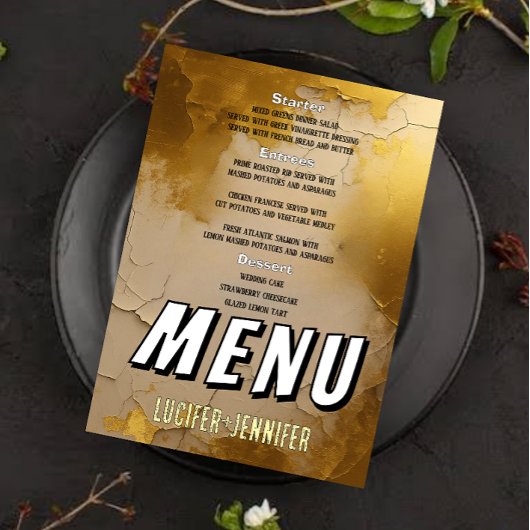 Elegante gouden bruiloft menu Kaart met paar foto