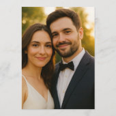 Elegante gouden bruiloft menu Kaart met paar foto (Achterkant)