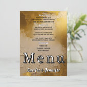 Elegante gouden bruiloft menu Kaart met paar foto (Staand voorkant)