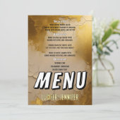 Elegante gouden bruiloft menu Kaart met paar foto (Staand voorkant)