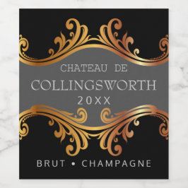 Elegante gouden bruiloft mousserende wijn fles lab etiket