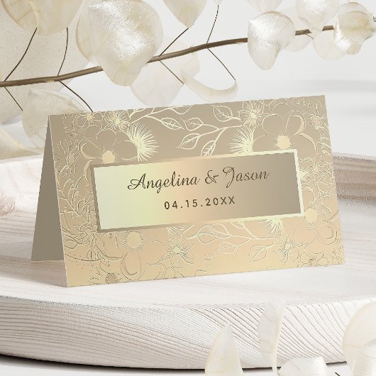 Elegante Gouden Bruiloft Plaatskaartje