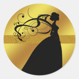 Elegante gouden bruiloft Sticker met bruid