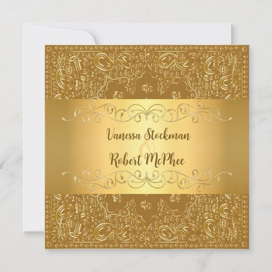 Elegante gouden bruiloft uitnodiging (Voorkant)