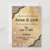 Elegante gouden bruiloft Uitnodiging, Anna et josh Kaart (Voorkant)