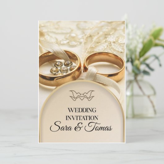 Elegante gouden bruiloft uitnodiging Kaart – Class (Staand voorkant)