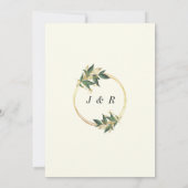 Elegante gouden bruiloft uitnodiging met bladeren (Achterkant)