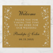 Elegante  gouden bruiloft welkomstmand sparkling wijnetiket (Enkel label)