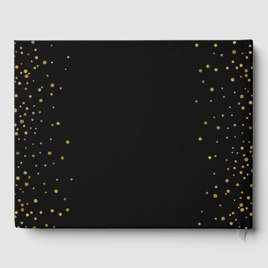 Elegante gouden bruiloft | Zwart Goud Confetti Sti Gastenboek (Achterkant)