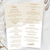 Elegante gouden bruiloftsmenu in script programmakaart