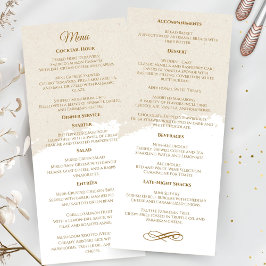 Elegante gouden bruiloftsmenu in script programmakaart