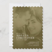 Elegante Gouden Bruine Duotone Foto Bruiloft Kaart (Voorkant)