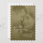 Elegante Gouden Bruine Duotone Foto Bruiloft Kaart (Voorkant)